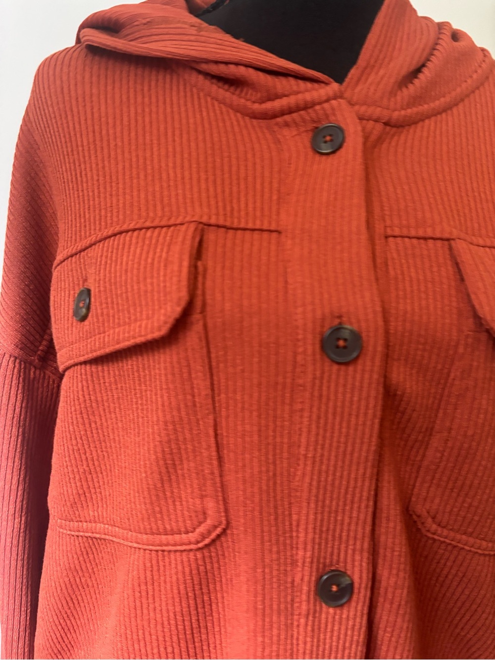 Rust Button-Front Hooded Jacket - Picture 5 of 9